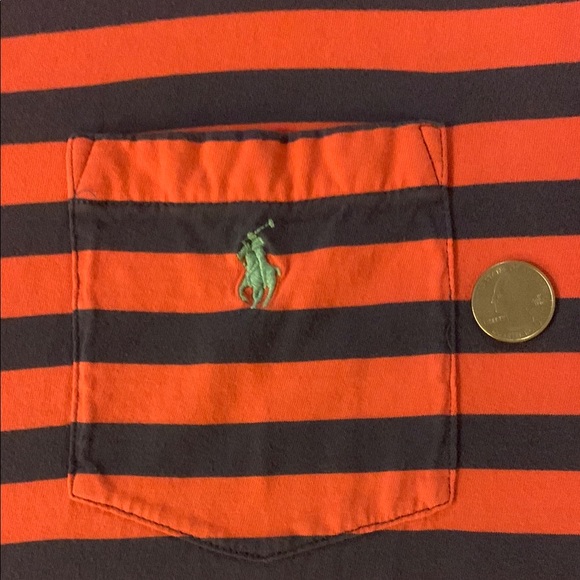 Polo by Ralph Lauren Men's Red and Navy Striped Shirt - Picture 5 of 5